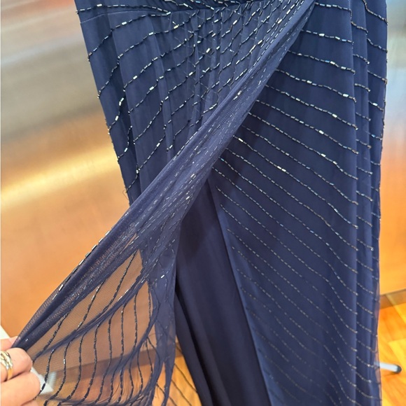 ‼️DEAL‼️David's Bridal Navy Beaded Maxi Dress - Picture 6 of 12